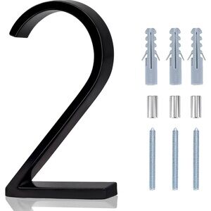 Floating House Numbers  5 Inch Modern Address House Numbers Gloss Black Number 2
